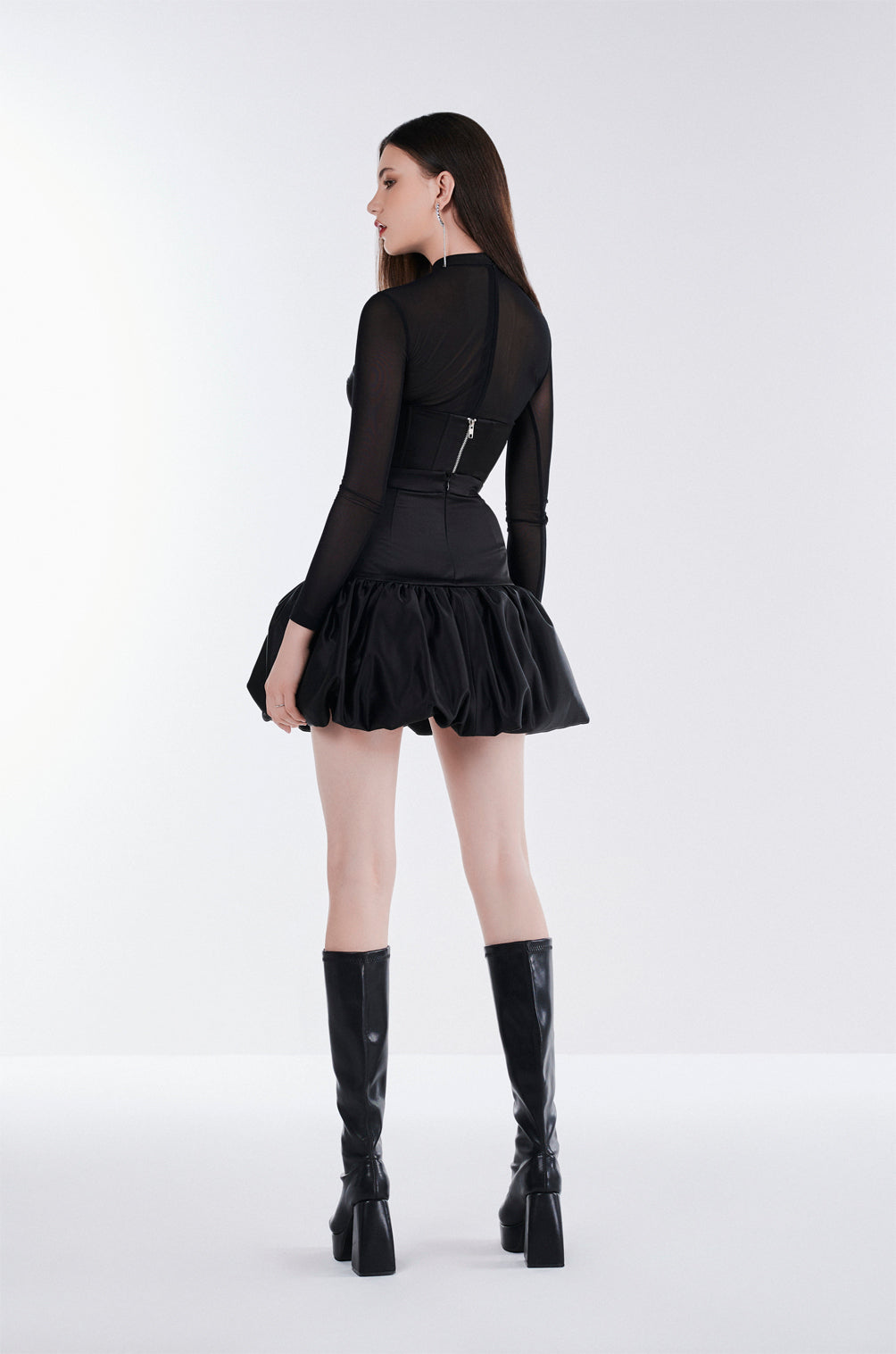 Set Of Long Sleeve Top And Flared Skirts