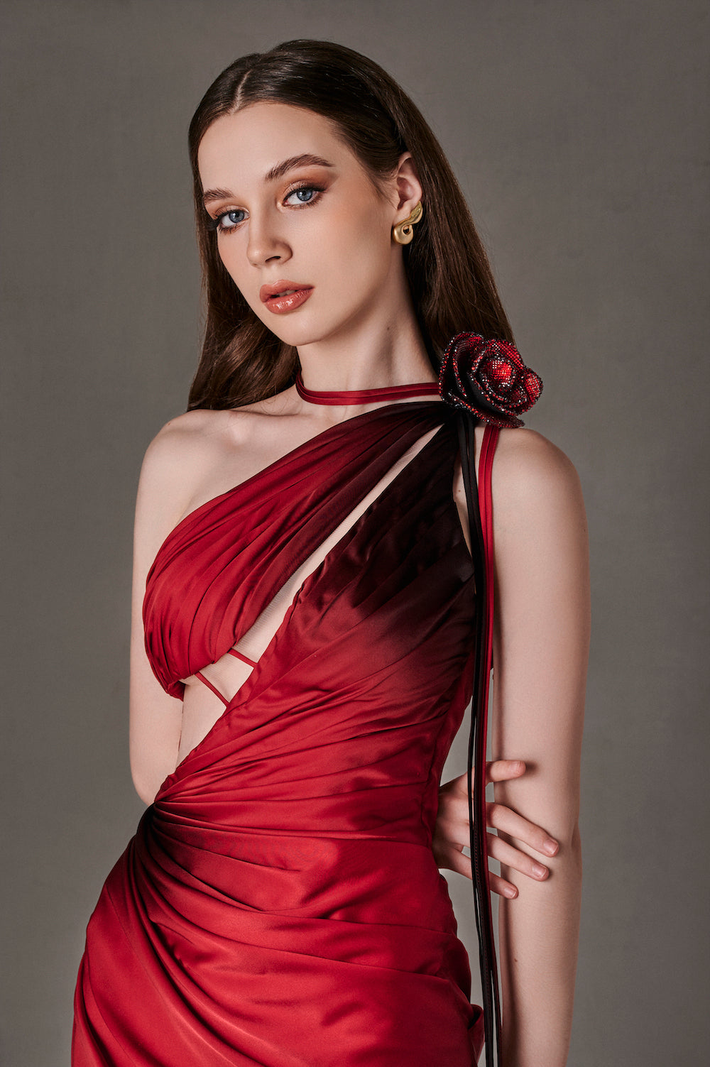 Off Shoulder Rose Stone Body Dress