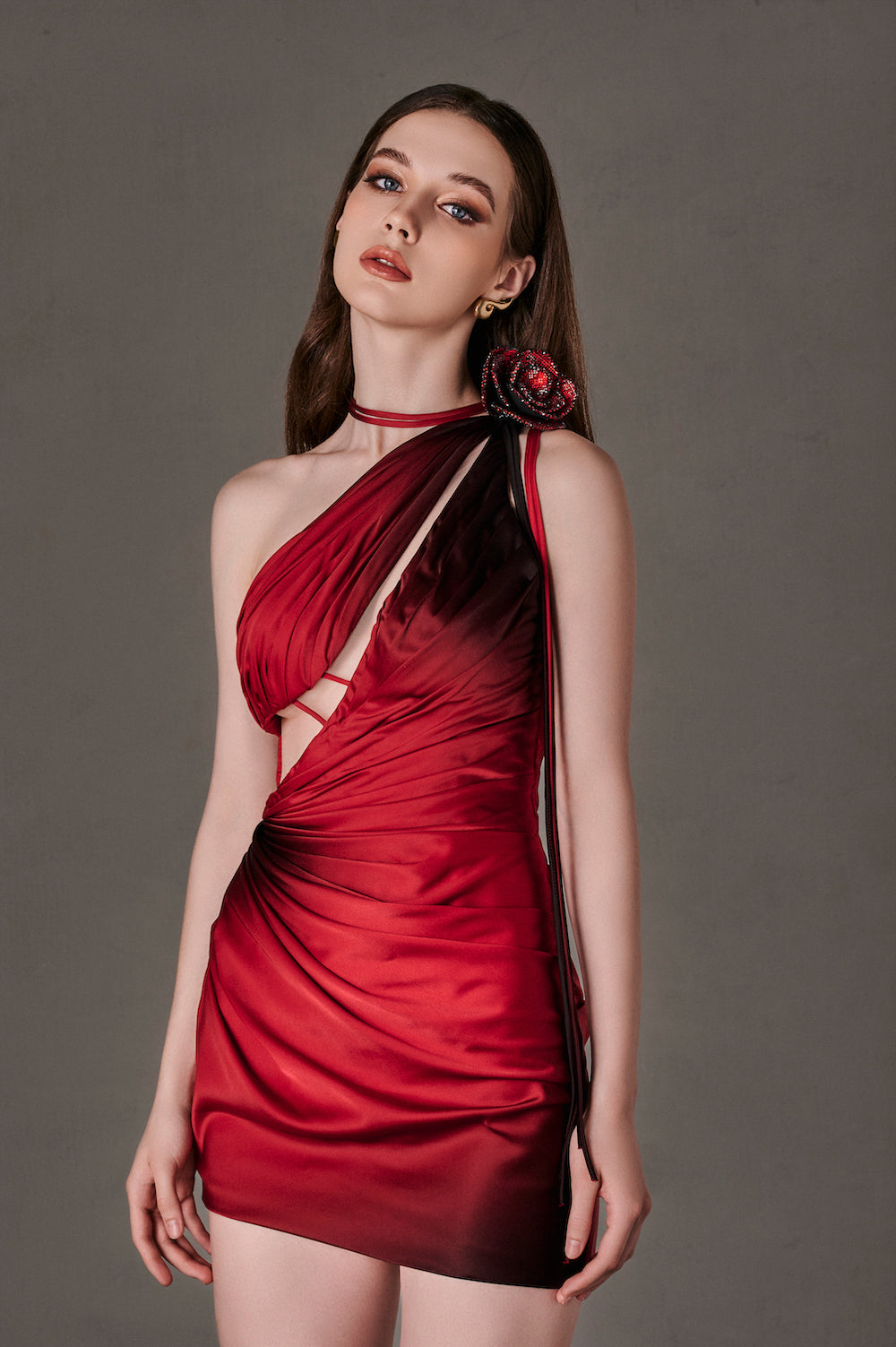 Off Shoulder Rose Stone Body Dress